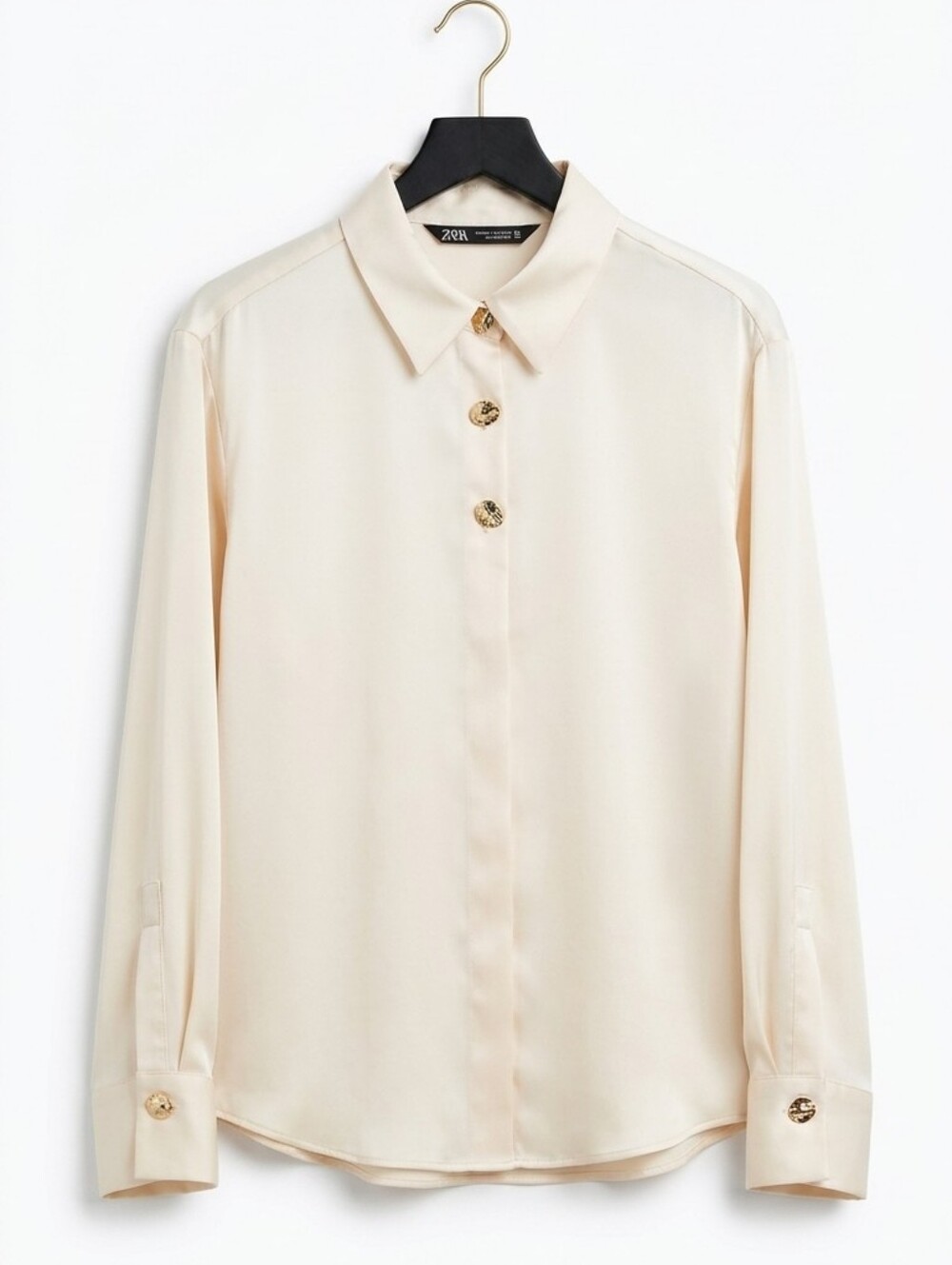 NWOT Zara Long-Sleeve Blouse (Cream, Size L)